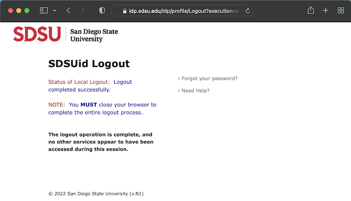 SDSUid Logout page