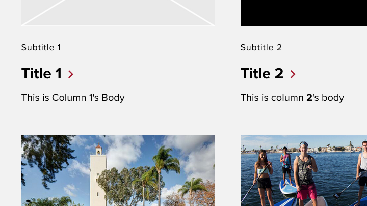 Content Preview 2x component with 2 rows of images
