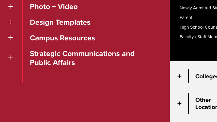 Menu for the SDSU Brand Portal