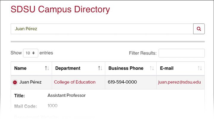 SDSU Campus Directory